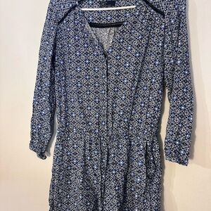 GAP Long Sleeve Dress in Blue and White Floral